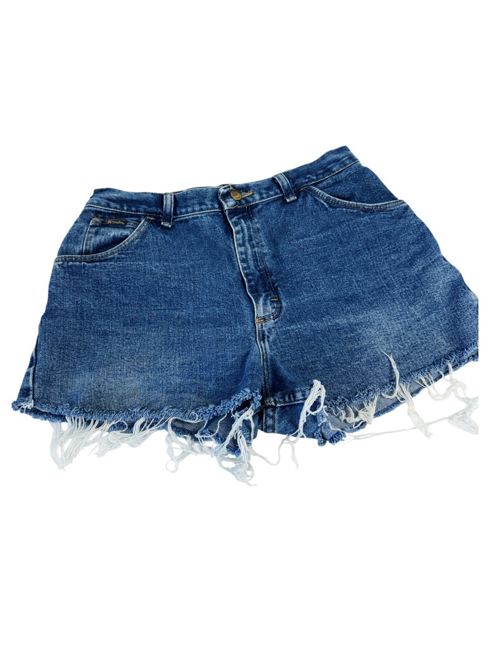 Vintage WRANGLER Cutoff Denim Shorts dark Wash High Rise Size 12